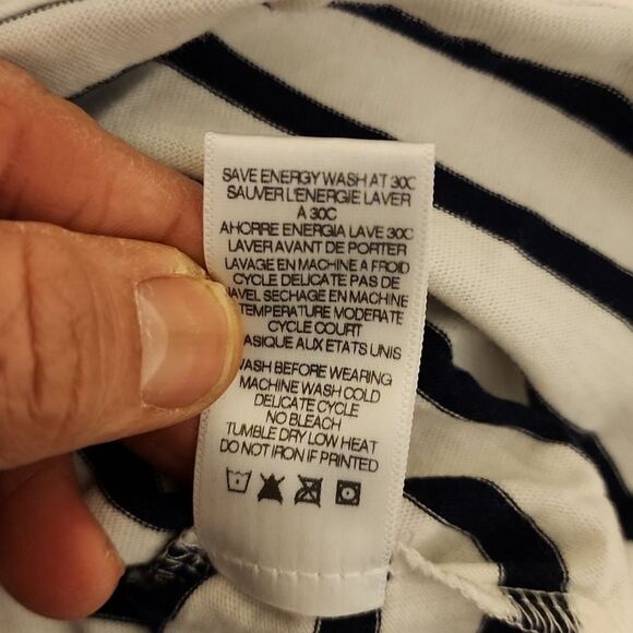 NWT Sundry Maritime Women's Navy Striped Bonjour Nautical 3/4 Sleeve Top - Sz. 1 - Picture 8 of 8